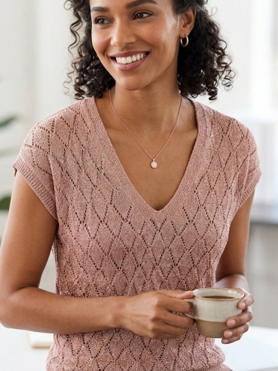 White House Black Market Sweaters - WHBM Rose Sheen Knit V-Neck Sweater Top - Med. fits Oversized- Clearance!